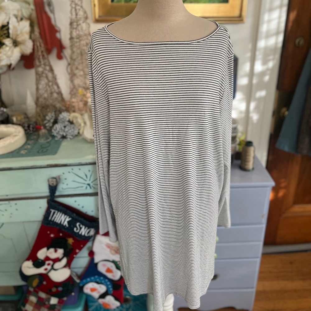 J. Jill Black and White Striped Tunic